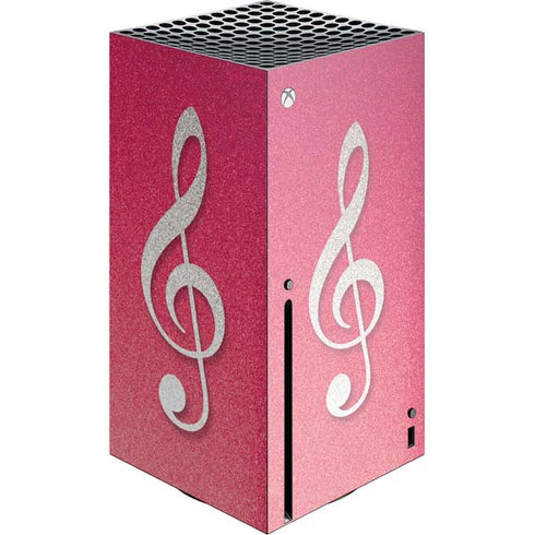 Pink Glitter Music Note Xbox Series X Console Skin