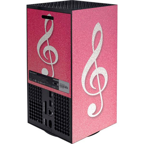 Pink Glitter Music Note Xbox Series X Console Skin