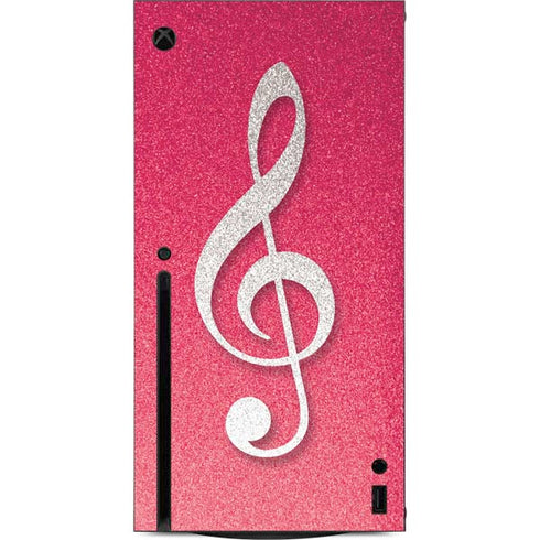 Pink Glitter Music Note Xbox Series X Console Skin