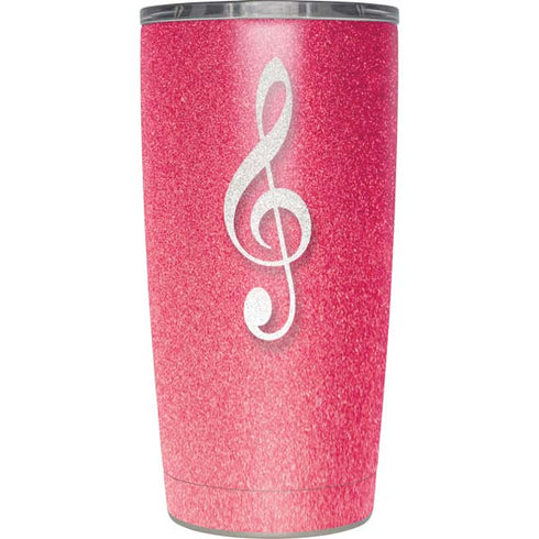Pink Glitter Music Note Yeti 20oz Tumbler Skin