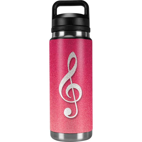 Pink Glitter Music Note YETI Rambler 26oz Bottle Skin