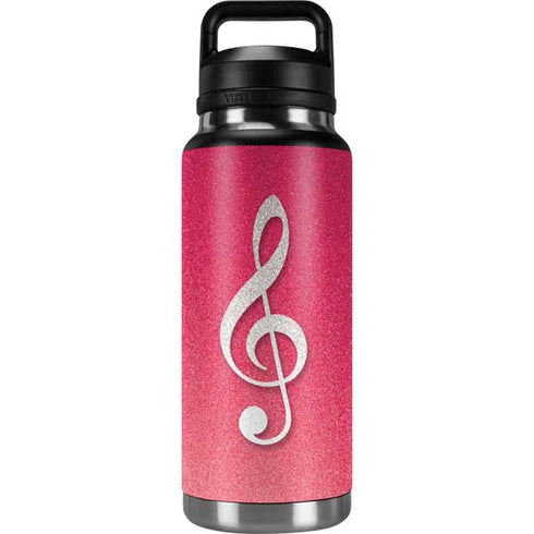 Pink Glitter Music Note YETI Rambler 36oz Bottle Skin