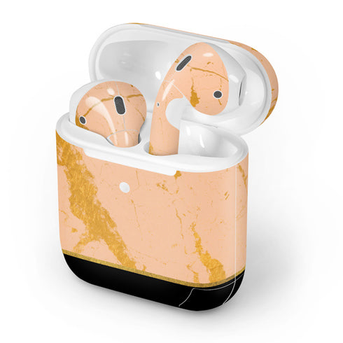 Pink Gold and Black Marble Apple AirPods 2 Skin