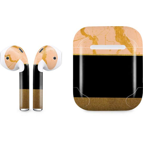 Pink Gold and Black Marble Apple AirPods Skin