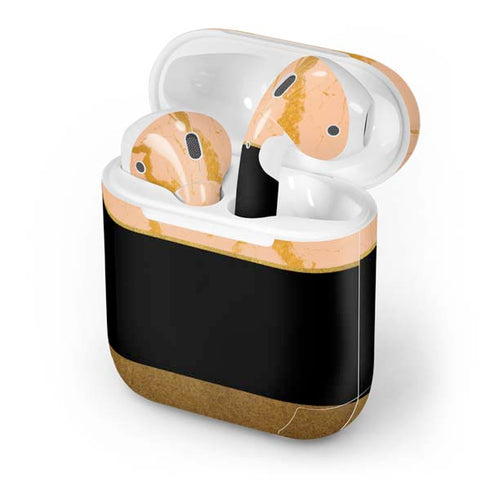 Pink Gold and Black Marble Apple AirPods Skin
