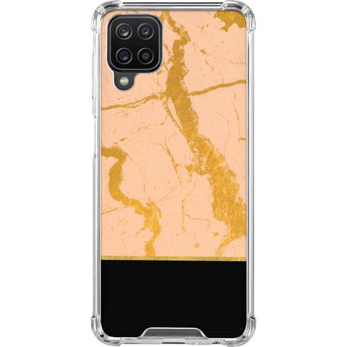 Pink Gold and Black Marble Galaxy A12 Clear Case