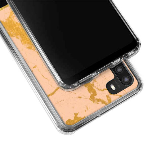 Pink Gold and Black Marble Galaxy A21 Clear Case