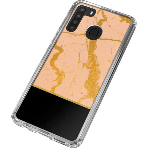 Pink Gold and Black Marble Galaxy A21 Clear Case