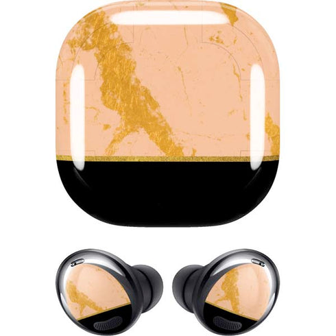 Pink Gold and Black Marble Galaxy Buds Pro Skin