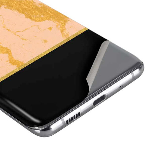 Pink Gold and Black Marble Galaxy S20 Plus Skin