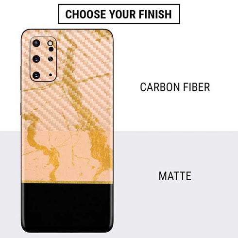 Pink Gold and Black Marble Galaxy S20 Plus Skin