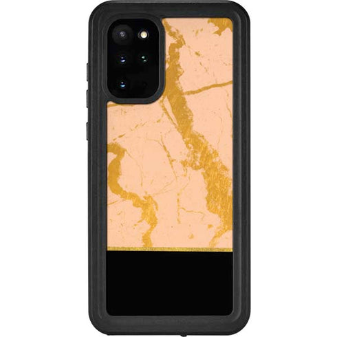 Pink Gold and Black Marble Galaxy S20 Plus Waterproof Case