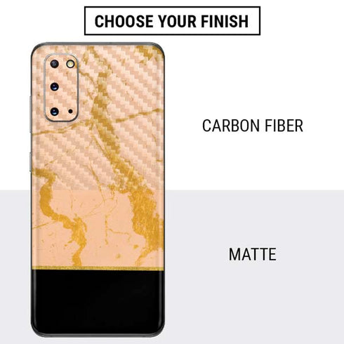 Pink Gold and Black Marble Galaxy S20 Skin