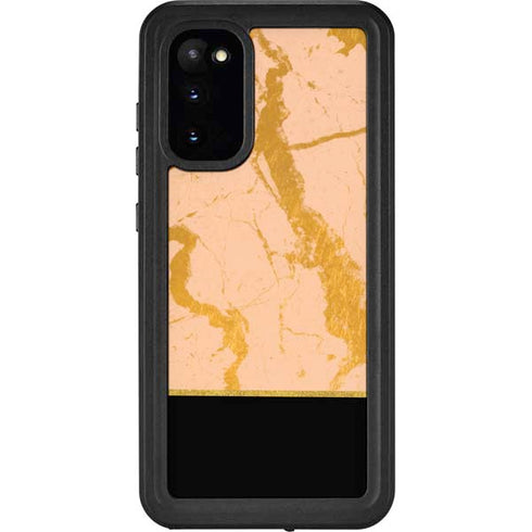 Pink Gold and Black Marble Galaxy S20 Waterproof Case