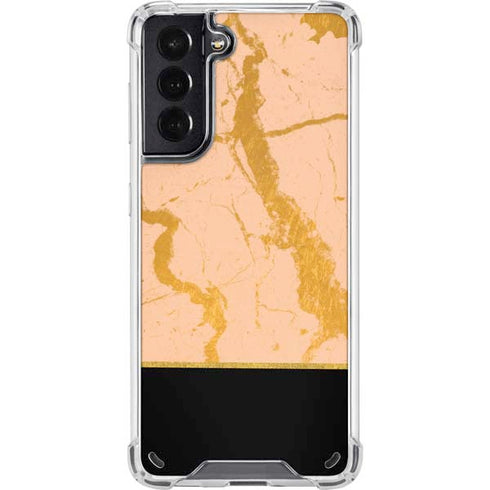 Pink Gold and Black Marble Galaxy S21 5G Clear Case