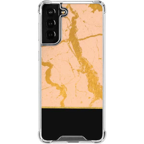 Pink Gold and Black Marble Galaxy S21 FE Clear Case