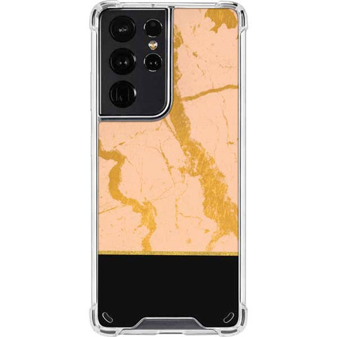 Pink Gold and Black Marble Galaxy S21 Ultra 5G Clear Case