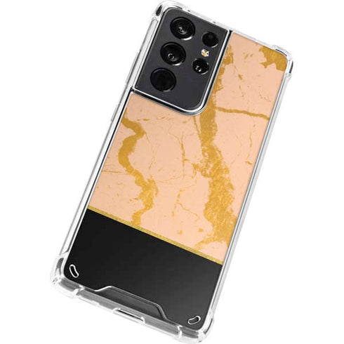 Pink Gold and Black Marble Galaxy S21 Ultra 5G Clear Case