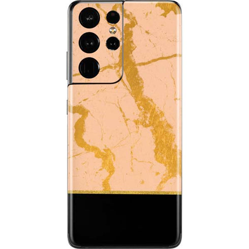 Pink Gold and Black Marble Galaxy S21 Ultra 5G Skin