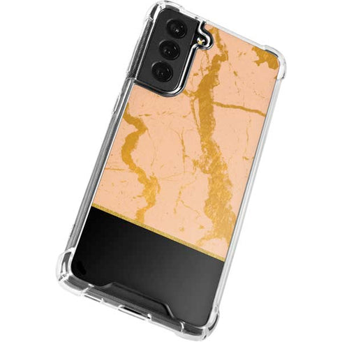 Pink Gold and Black Marble Galaxy S22 Clear Case