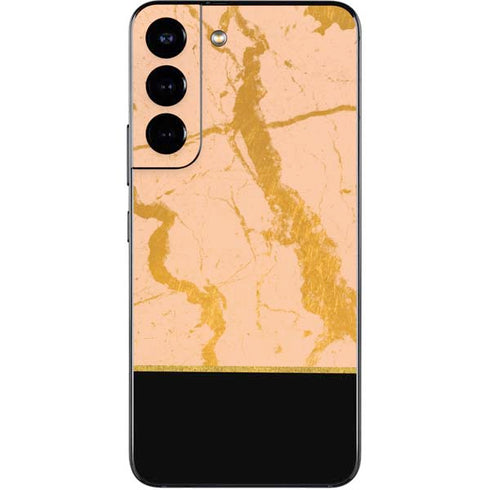 Pink Gold and Black Marble Galaxy S22 Skin