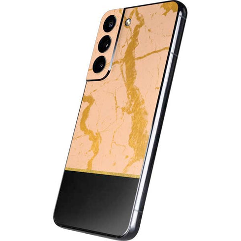 Pink Gold and Black Marble Galaxy S22 Skin