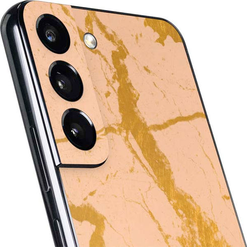 Pink Gold and Black Marble Galaxy S22 Skin