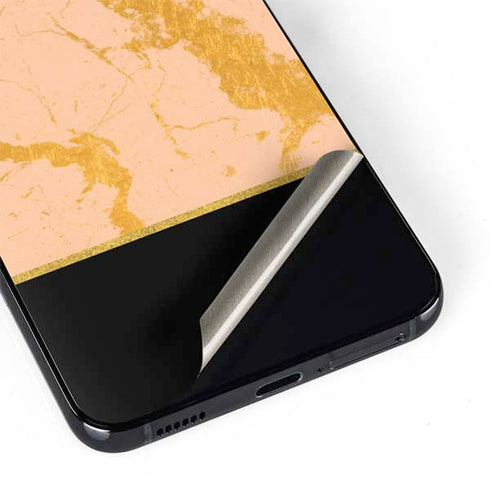 Pink Gold and Black Marble Galaxy S22 Skin