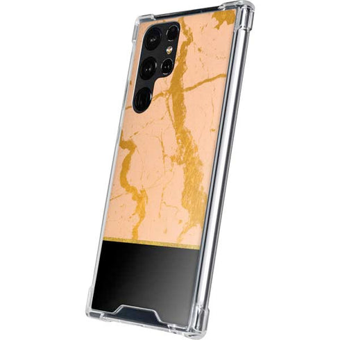 Pink Gold and Black Marble Galaxy S22 Ultra Clear Case