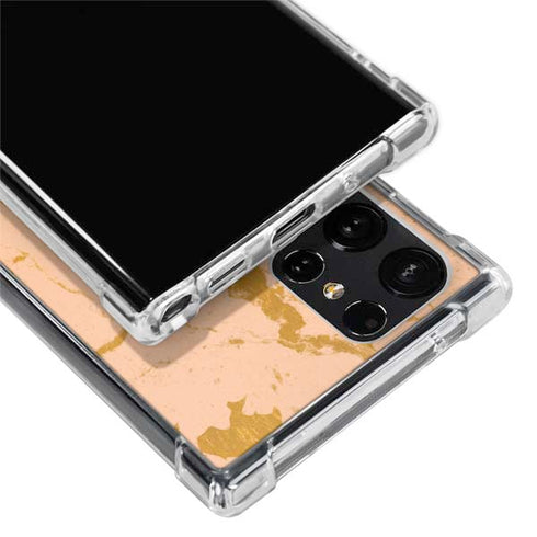 Pink Gold and Black Marble Galaxy S22 Ultra Clear Case