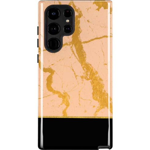 Pink Gold and Black Marble Galaxy S22 Ultra Pro Case
