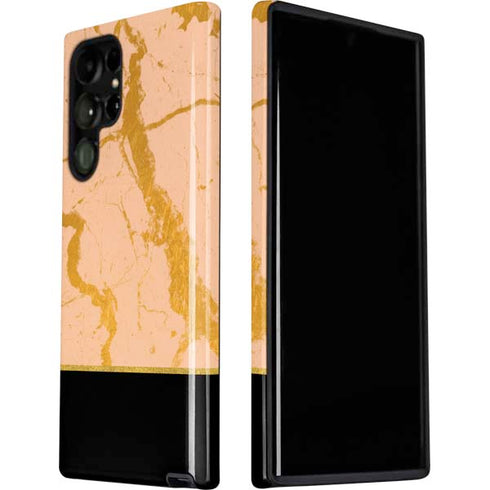 Pink Gold and Black Marble Galaxy S22 Ultra Pro Case