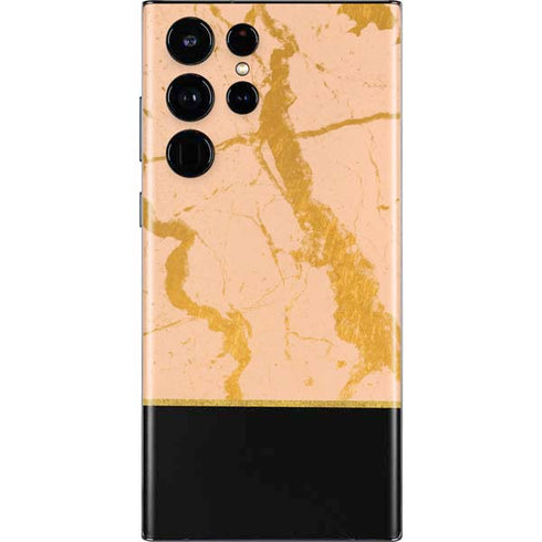 Pink Gold and Black Marble Galaxy S22 Ultra Skin
