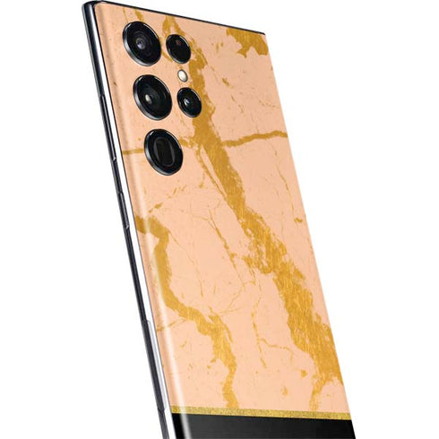 Pink Gold and Black Marble Galaxy S22 Ultra Skin