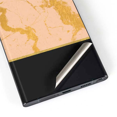 Pink Gold and Black Marble Galaxy S22 Ultra Skin