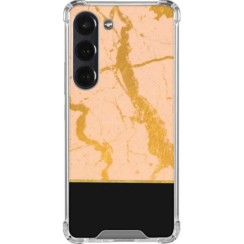 Pink Gold and Black Marble Galaxy S23 Clear Case