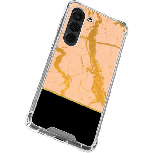 Pink Gold and Black Marble Galaxy S23 Clear Case