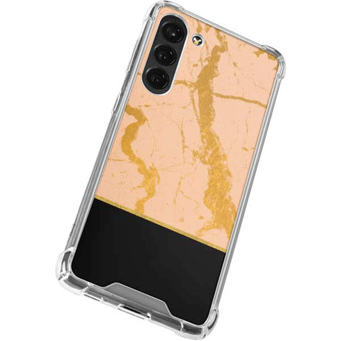 Pink Gold and Black Marble Galaxy S23 Plus Clear Case
