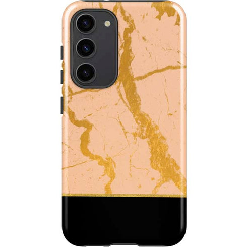 Pink Gold and Black Marble Galaxy S23 Plus Pro Case