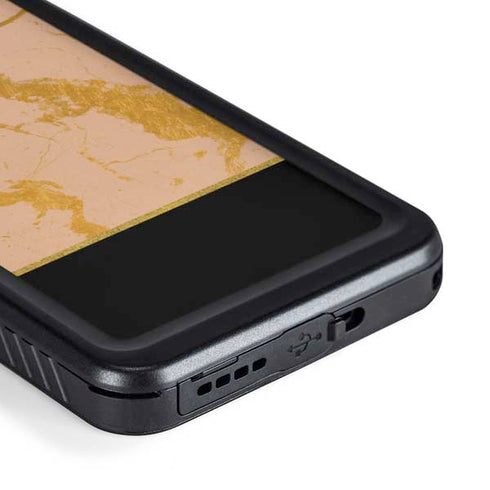 Pink Gold and Black Marble Galaxy S23 Plus Waterproof Case