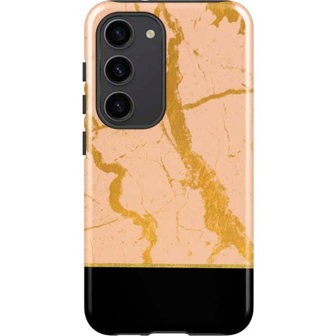 Pink Gold and Black Marble Galaxy S23 Pro Case