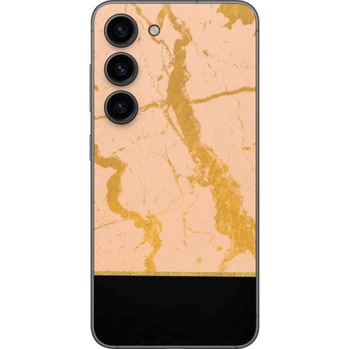 Pink Gold and Black Marble Galaxy S23 Skin