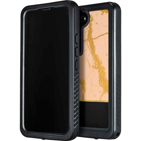 Pink Gold and Black Marble Galaxy S23 Waterproof Case