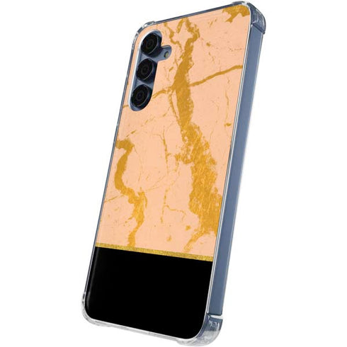 Pink Gold and Black Marble Galaxy S24 Clear Case