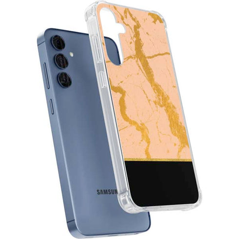 Pink Gold and Black Marble Galaxy S24 Clear Case
