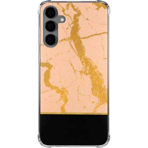 Pink Gold and Black Marble Galaxy S24 Plus Clear Case