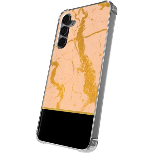 Pink Gold and Black Marble Galaxy S24 Plus Clear Case