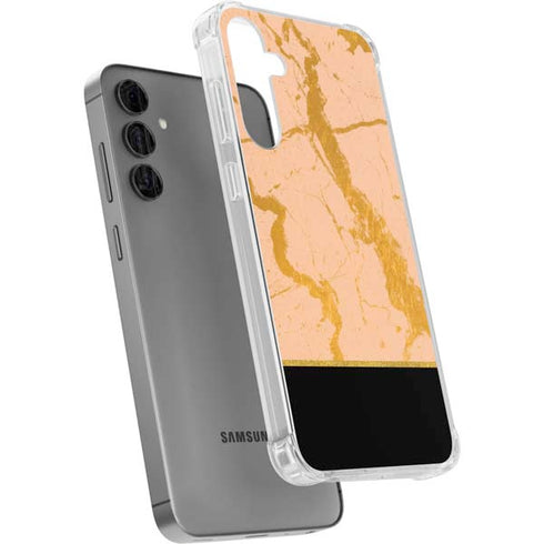 Pink Gold and Black Marble Galaxy S24 Plus Clear Case