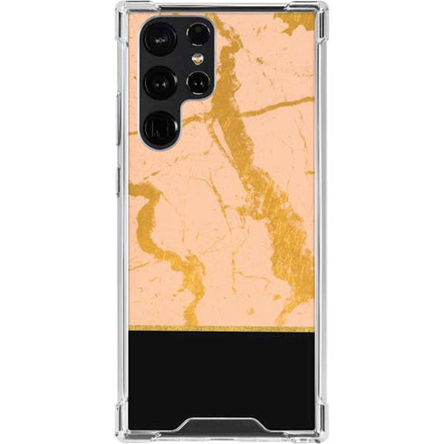 Pink Gold and Black Marble Galaxy S24 Ultra Clear Case