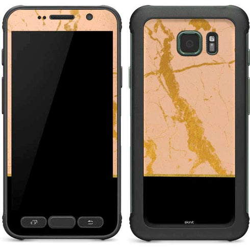 Pink Gold and Black Marble Galaxy S7 Active Skin